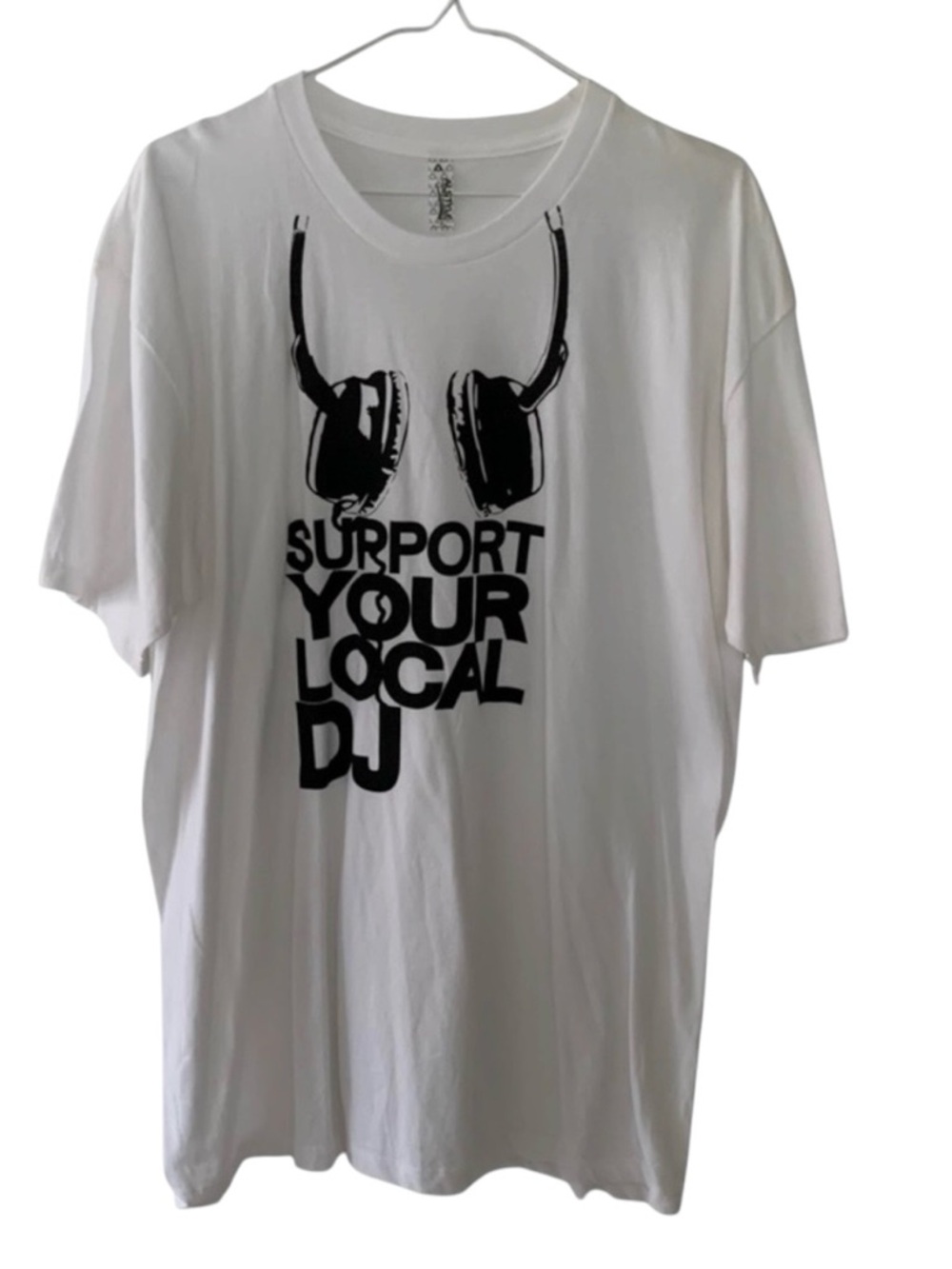 Support Your Local DJ Y2K White Graphic T Shirt Size Medium Club Music Festival